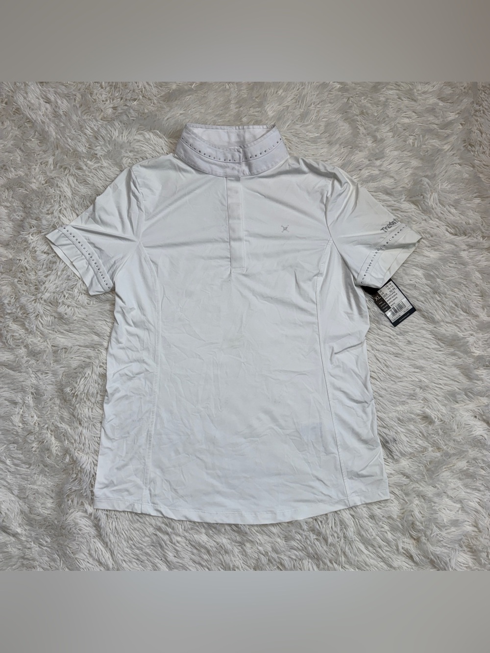 New Women’s XL White Tredstep Short Sleeve Horseback Riding Show Shirt